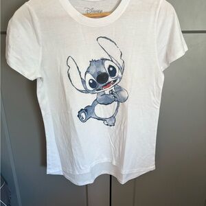 Disney White and Gray Stitch Short Sleeve Tee